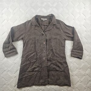 Flax Blazer Jacket Shirt Womens Small Pure Linen Brown